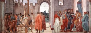 Fra Filippo Lippi - Crucifixion of St. Peter and Disputation with Simon Magus before the Emperor Nero
