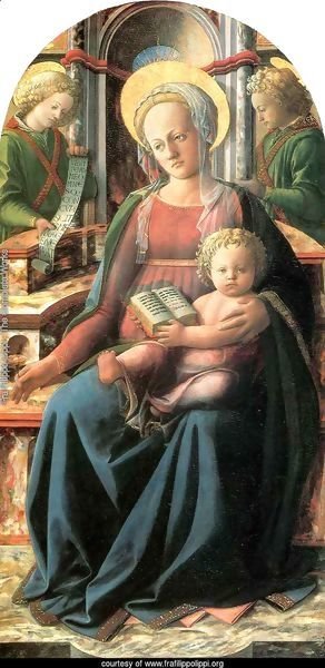 Four Doctors Triptych Madonna and Child Enthroned with two Angels