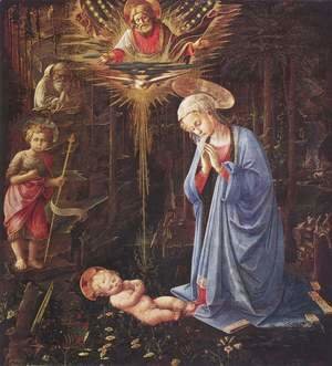 Fra Filippo Lippi - Adoration of the Child and St. Bernard
