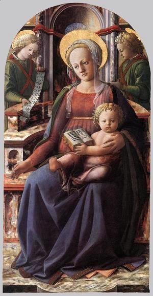 Fra Filippo Lippi - Madonna and Child Enthroned with Two Angels c. 1437