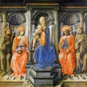 Fra Filippo Lippi - Madonna Enthroned with Saints c. 1445