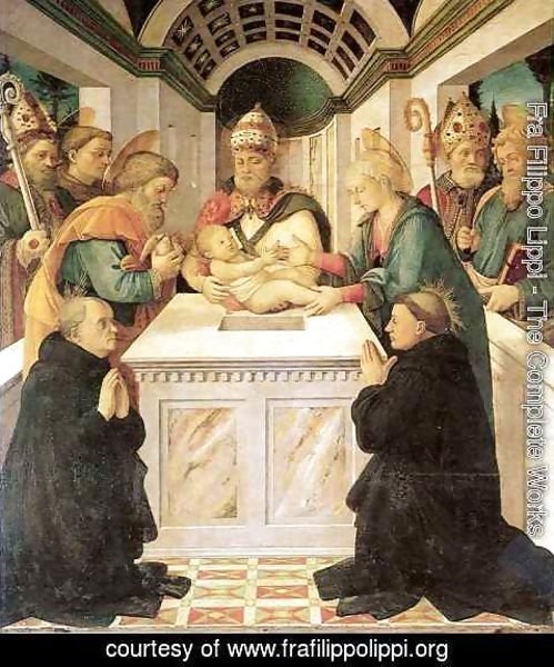 Fra Filippo Lippi - Adoration of the Child with Saints