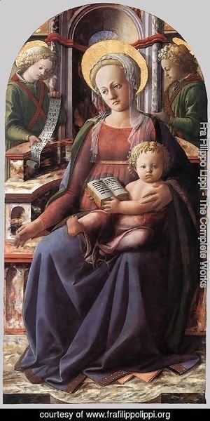 Fra Filippo Lippi - Madonna and Child Enthroned with Two Angels c. 1437