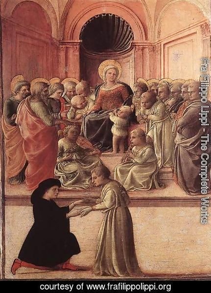 Fra Filippo Lippi - Madonna and Child with Saints and a Worshipper c. 1437